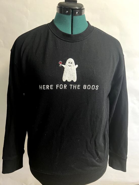 Shiraleah Tops - Shiraleah Chicago Here For The Boos Black Halloween Sweatshirt  Ghost Small